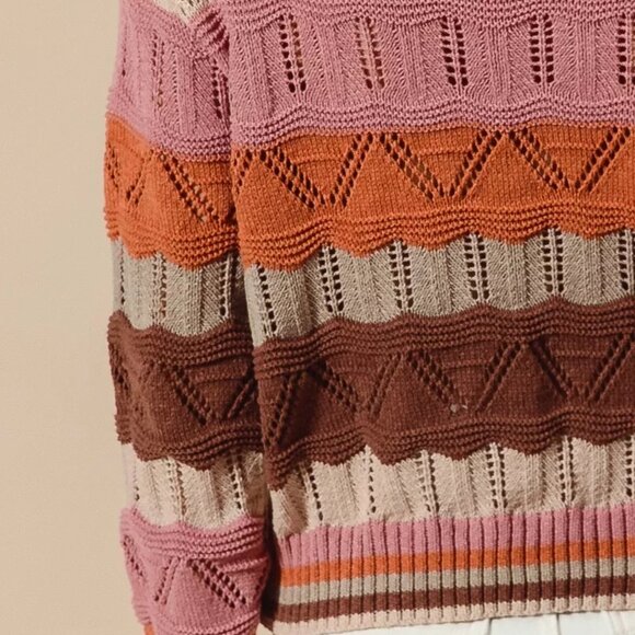 SO ME Multi Color Wavy Stripe Sweater Top - Picture 11 of 13